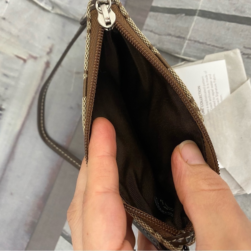 Coach Chocolate and Beige Wristlet - Picture 3 of 10